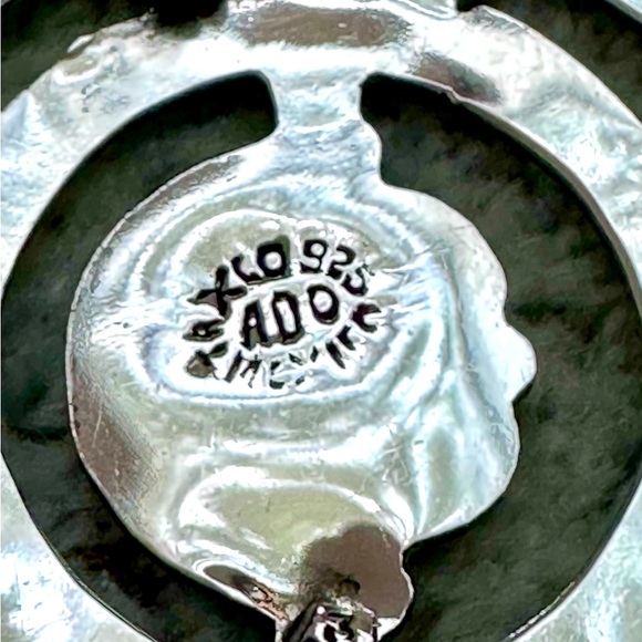 Vintage 925 Sterling silver Taxco Mexico Aztec sun circle pendant/brooch EUC - Picture 4 of 7